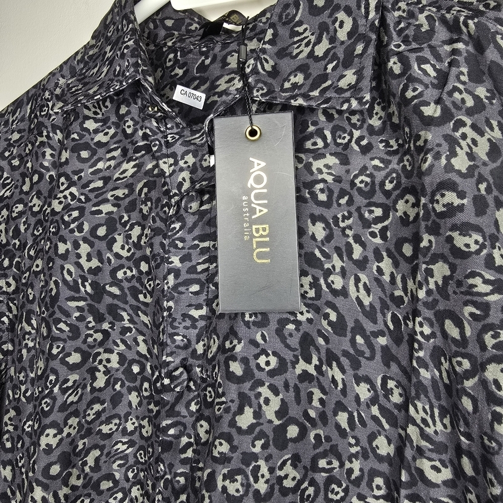 Aqua Blu Carter Resort Shirt Size M Cotton and Silk Blend - Picture 6 of 15